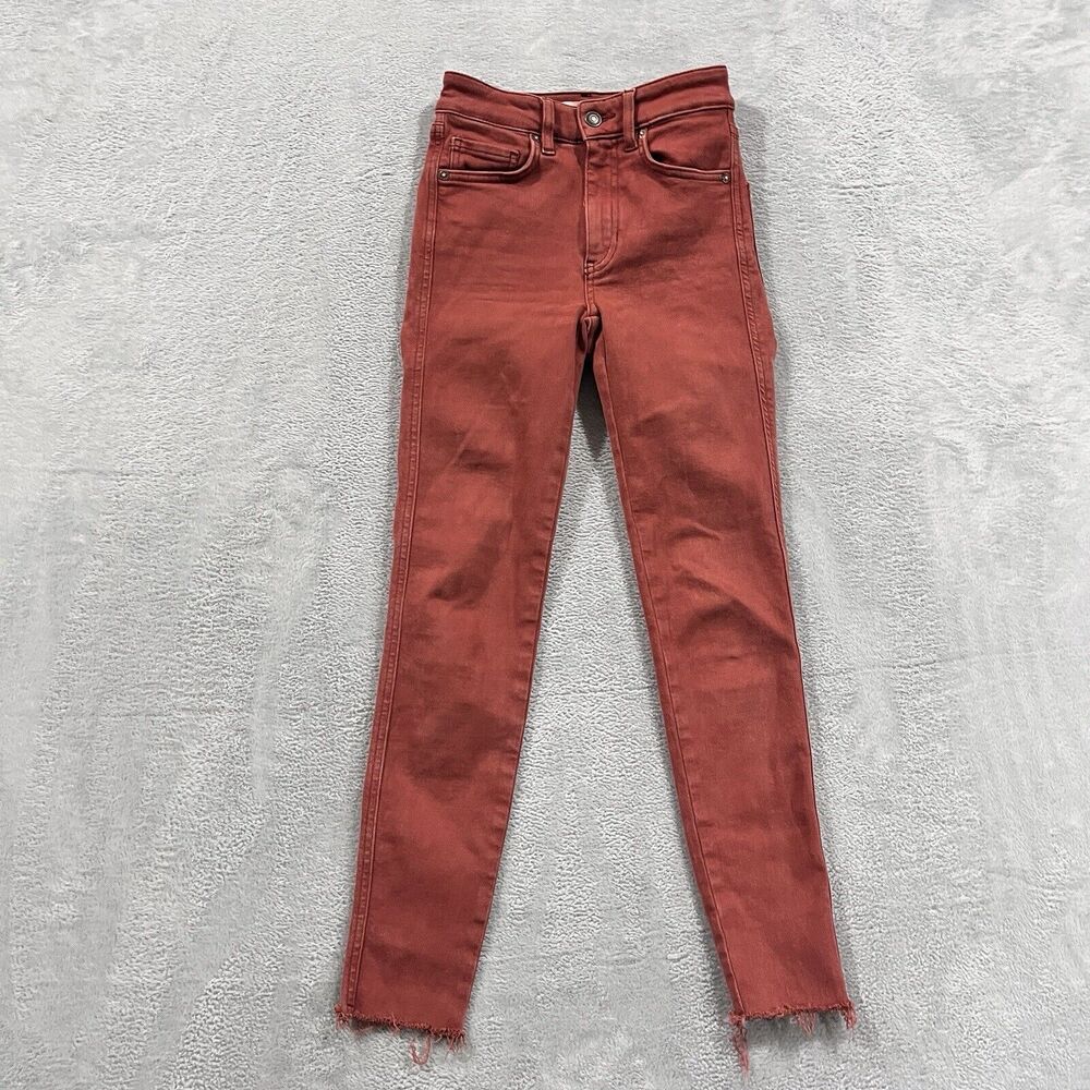 We The Free People Jeans 24 Skinny Raw Hem Grunge Stretch